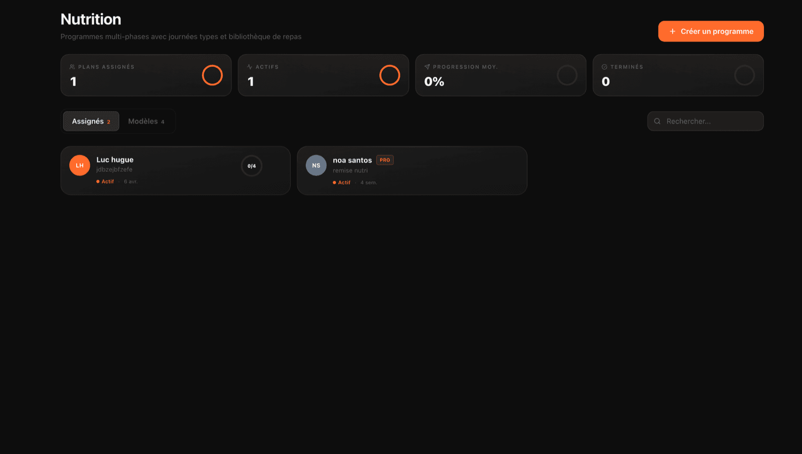 Builder de plans nutrition Zevo avec macros cibles